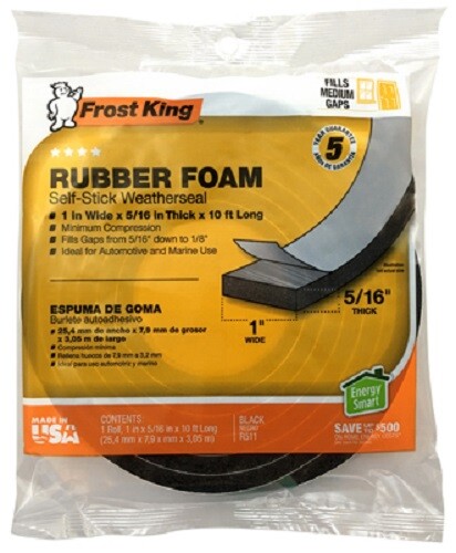 Thermwell, 2 Pack, 1" x 5/16" x 10', High Density, Black Foam Weather-Strip Tape - Picture 1 of 1