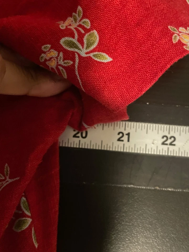 VTG Miss Dorby Womens Dress Size 12 Red Floral Linen Blend Pleated Cottagecore - Image 4 of 4