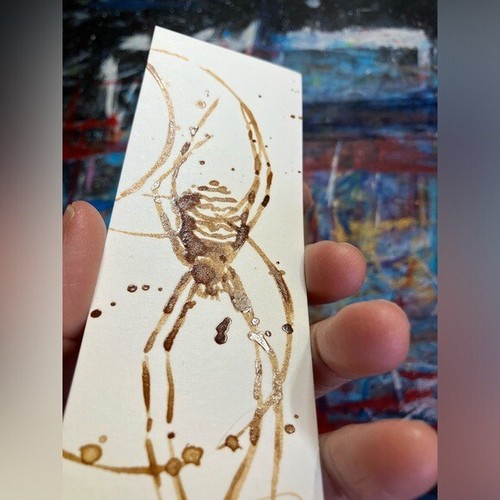 Original Painting spider Coffee NEW java home arachnid Decor artwork Artettina - Picture 3 of 7