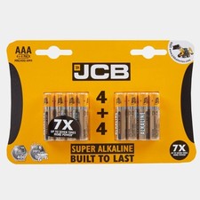 JCB Super Alkaline Battery AAA Size 4 Plus + 4 Pack (8 Pack) MN2400