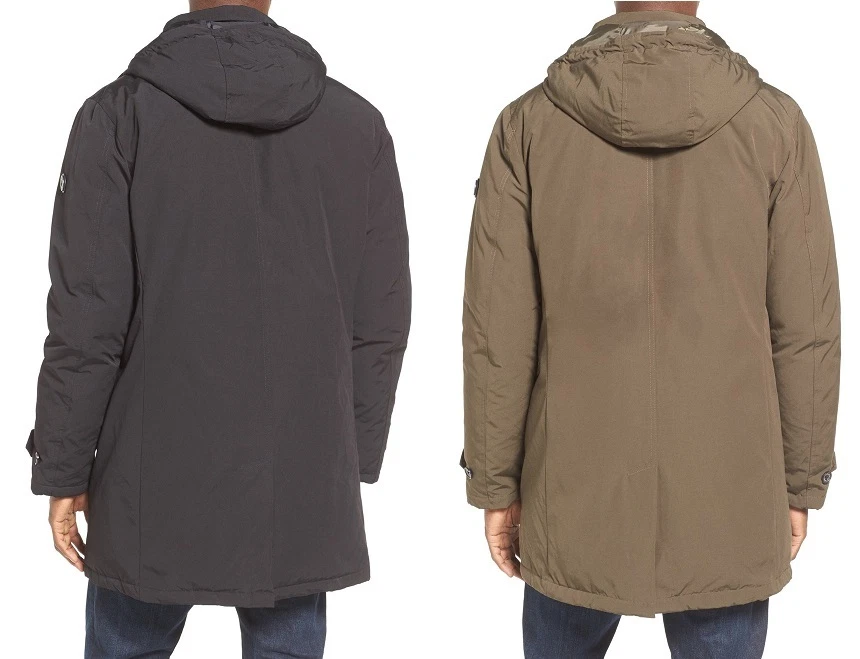 Ben Sherman Hombre Real Abajo Soutien Cuello Capucha Parka de Abrigo Negro Oliva - Imagen 3 de 4