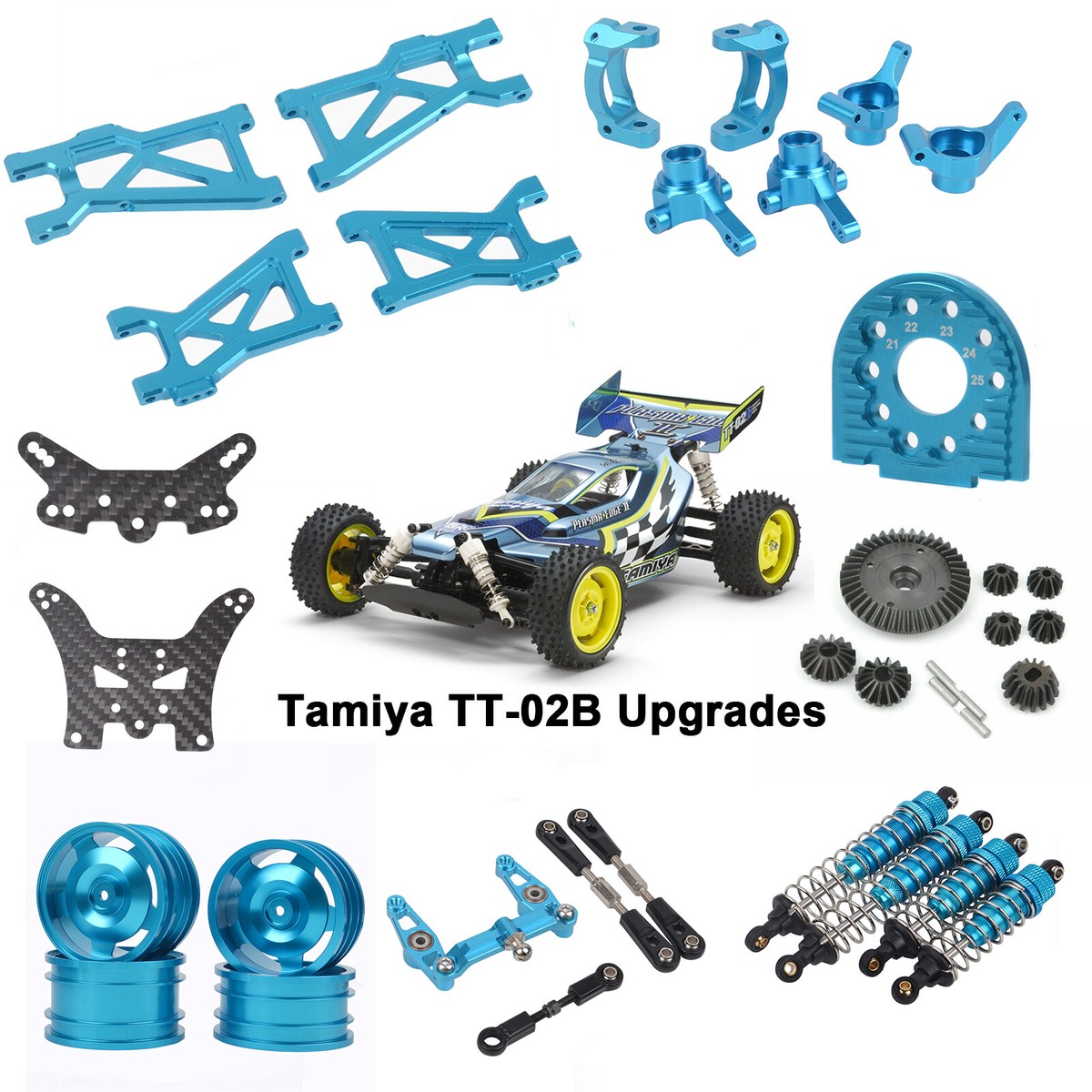 Shock Front Rear Arms Wheels Chassis Frame Kit for Tamiya TT-02B 1