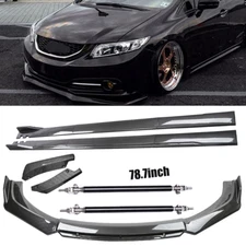 For Honda Civic Sedan Carbon Fiber Side Skirt Rear & Front Bumper Lip Splitter