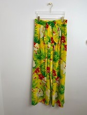 Escada Margaretha Ley 100 silk Tropical Floral Print Wide Leg Pants Size 38 VTG