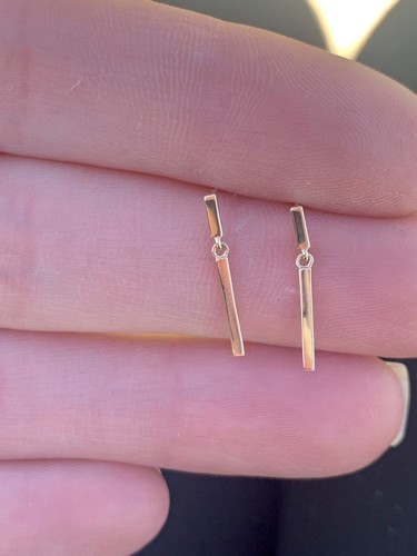 Nuevos con etiquetas pendientes minimalistas de oro amarillo sólido de 14 K 15 mm de largo - Imagen 4 de 8