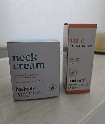SET Baebody Neck Tightening Firming Moisturizing Cream & Vit C Serum Squalane HA