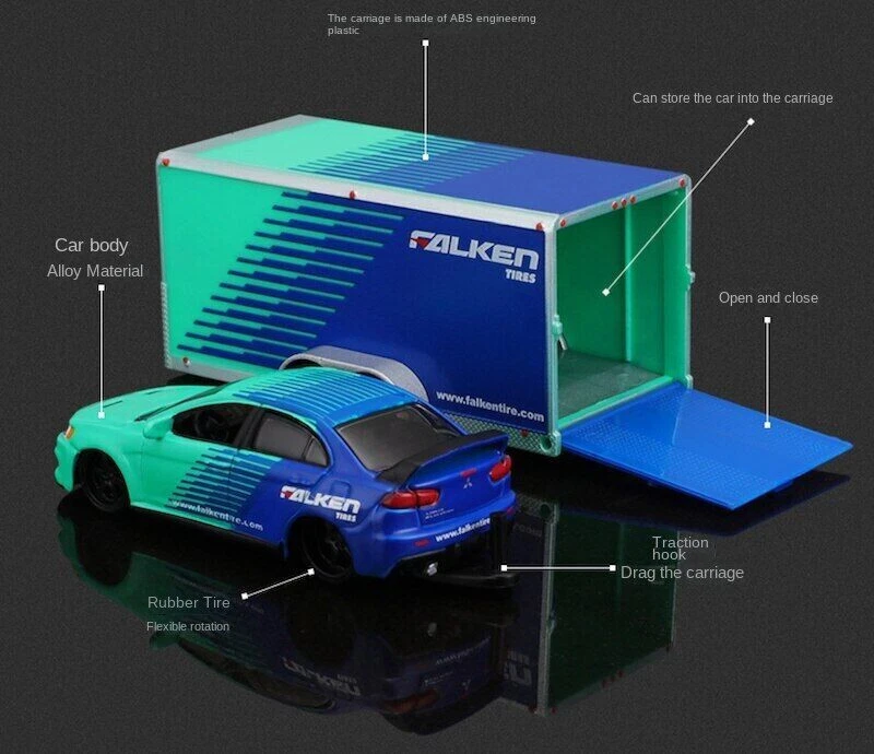 Mitsubishi Lancer Evo y remolque, escala 1:64 de Maisto Foto 4 de 4