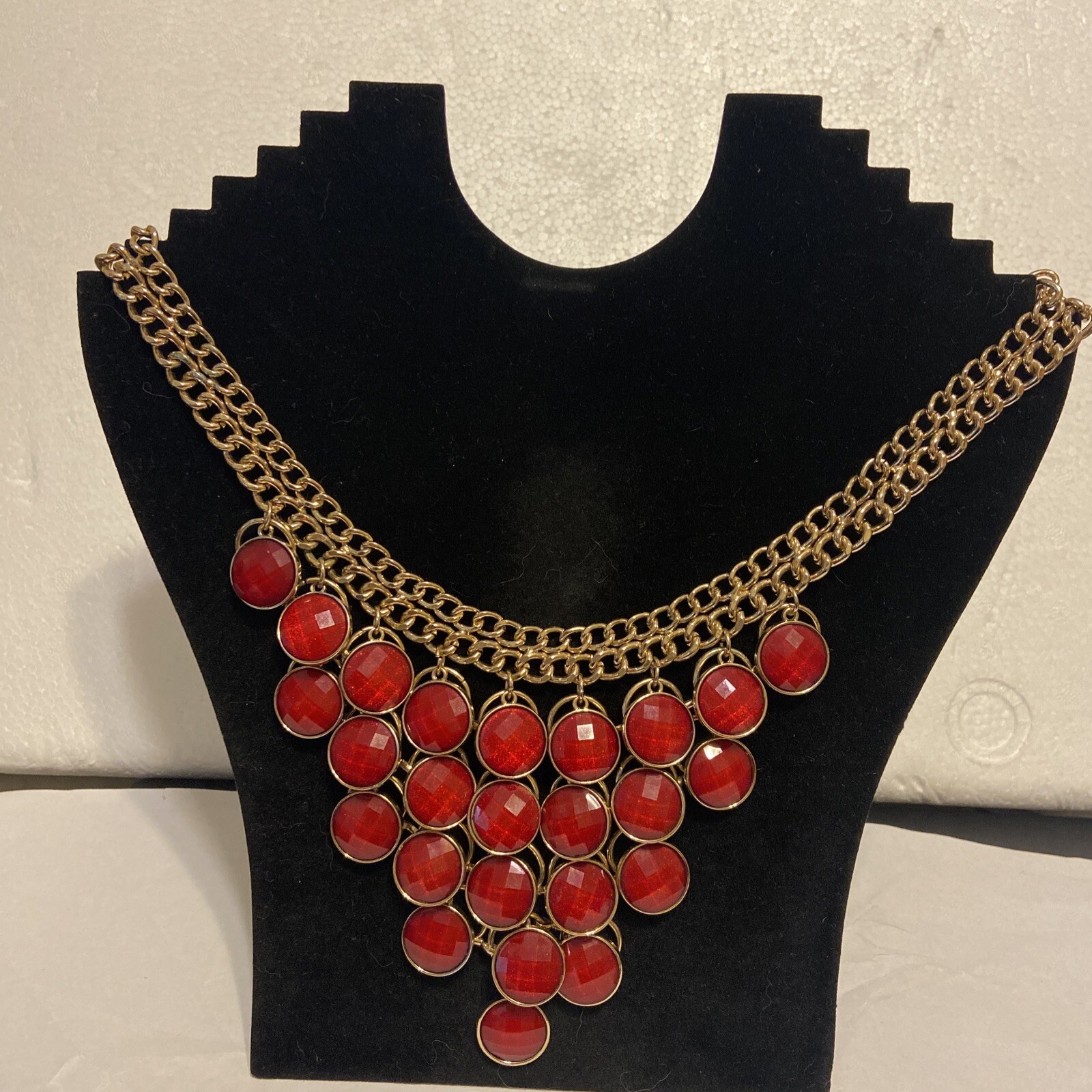 Coro Statement Necklace  Reversible Beautiful Red… - image 1