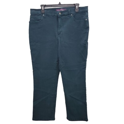 Gloria Vanderbilt Amanda Petite Women's Teal Stretch Straight Leg