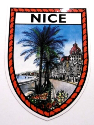 Souvenir-Aufkleber Nice Nizza Strandpromenade Cote d' Azur Frankreich 80er