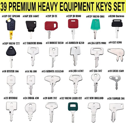 39 Heavy Construction Equipment Keys Fits CAT Case Komatsu Kubota JCB Volvo - 第 3/3 張圖片