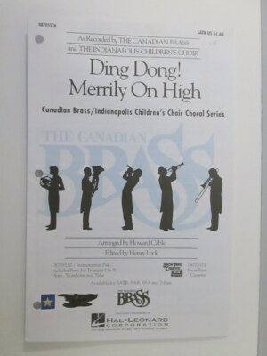 Ding Dong Merrily On High Canadian Brass Christmas SATB Vtg Sheet Music 1993