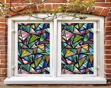 3D Dreiecksmuster C4 Fenster Film Drucken Aufkleber Haftendes Buntglas UV Sinsin
