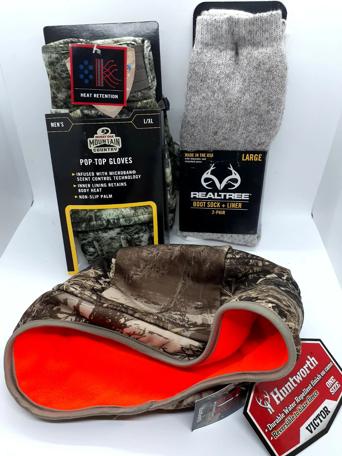 Realtree Boot Sock Plus Liner Size L. Cushioned Wool Blend Thermal Sock bundle
