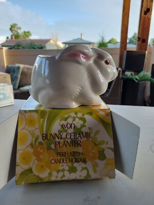 AVON - 1977 BUNNY CERAMIC  PLANTER/CANDLE HOLDER  IN BOX