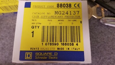 MG24137, Circuit Breaker, Square-D, (Schneider) Multi 9 C60, 40A, 2P, B-Curve