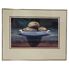 Still Life Potato Vegetable Watercolor Painting Framed Signed Earl Rema Ault