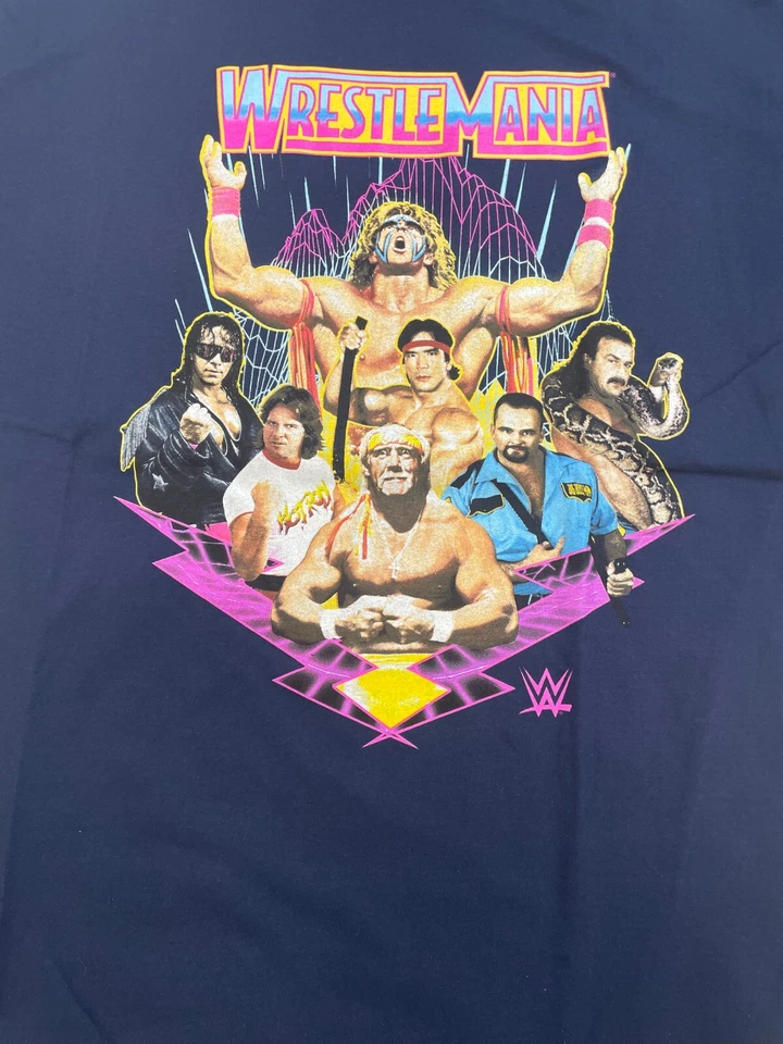 WWE Hombres Wrestlemania Póster Retro Hulk Hogan, Camisa Ultimate Warrior Nueva S-2XL Foto 2 de 4