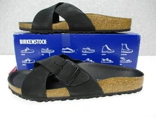 Birkenstock Siena Black II Cross Birko Straps Sandals Womens Sz 11 Narrow