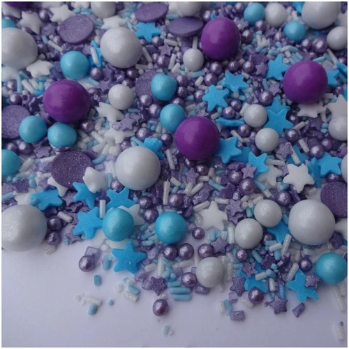 Edible Blue Purple White Cupcake Sprinkles Mix Cake Toppers Decorations