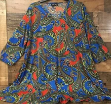 Women Boho Top 3XL Paisley Retro Tunic Lagenlook Luxury  Elegant Comfort Yacht 