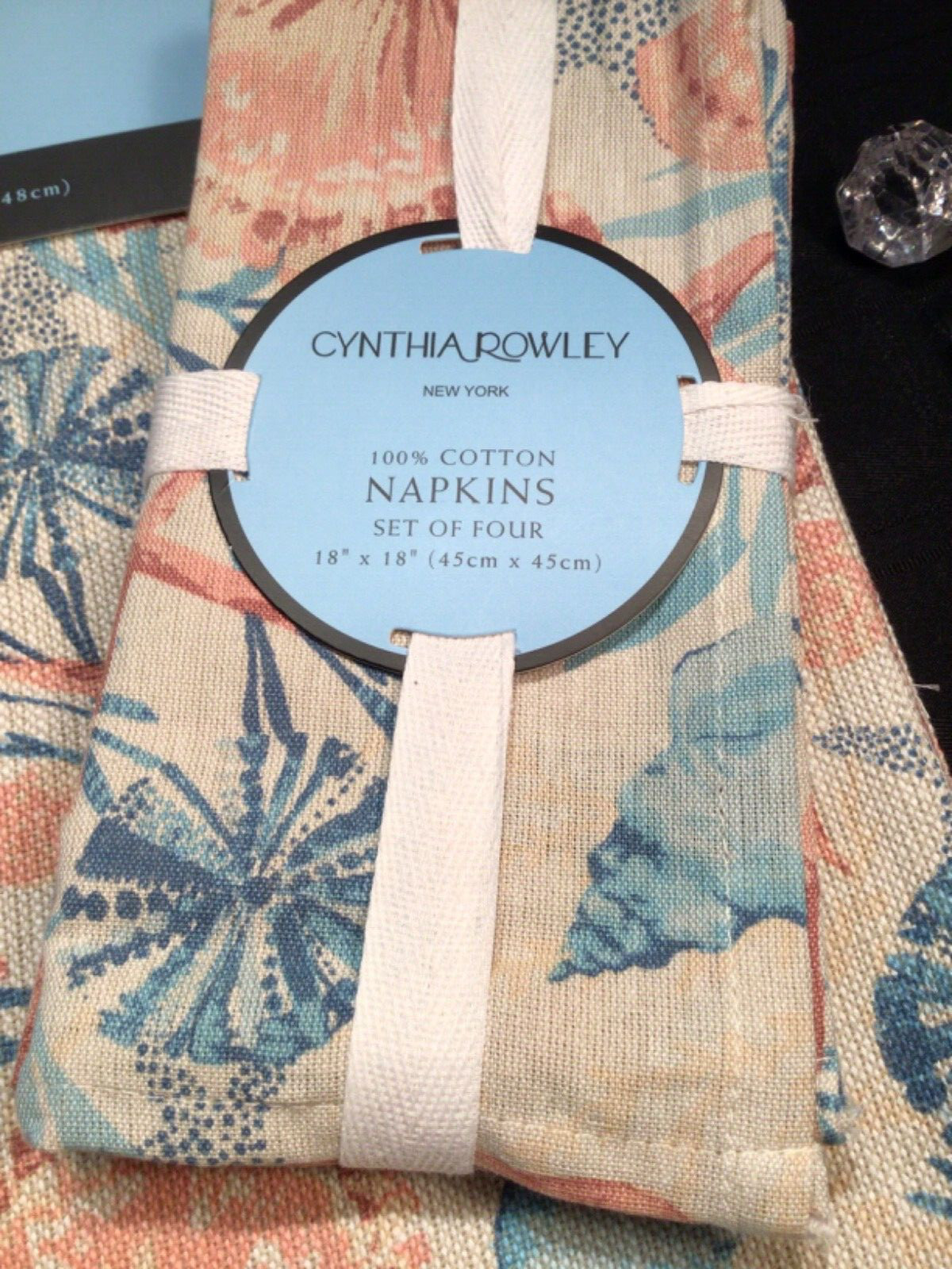4 PC Cynthia Rowley Placemats & Napkins COASTAL Shells starfish 13 x 19