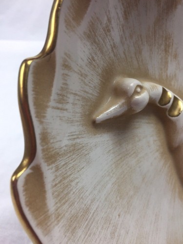 Haeger Pottery White Gold Plate Duck Goose Landing Vintage 1049 H 3D - Picture 6 of 11