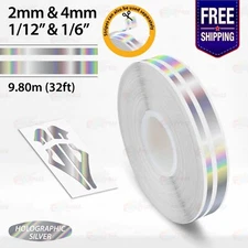 HOLOGRAPHIC SILVER 1/12" & 1/6" Vinyl Pinstriping Stripe Double Line Sticker