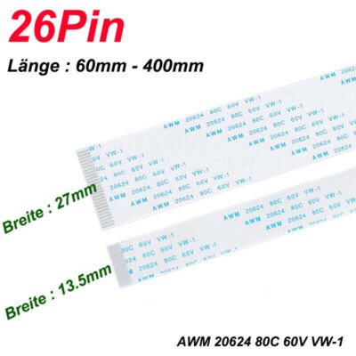 26Pin Flachbandkabel Teilung 0.5/1mm FFC Flatkabel Drähte AWM 20624 80C 60V VW-1