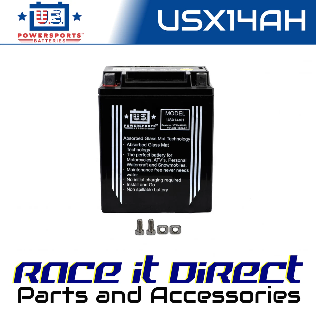 US Powersports Battery USX14AH Sealed 12v 14AH CCA 200 L 135mm H 166mm W 90mm