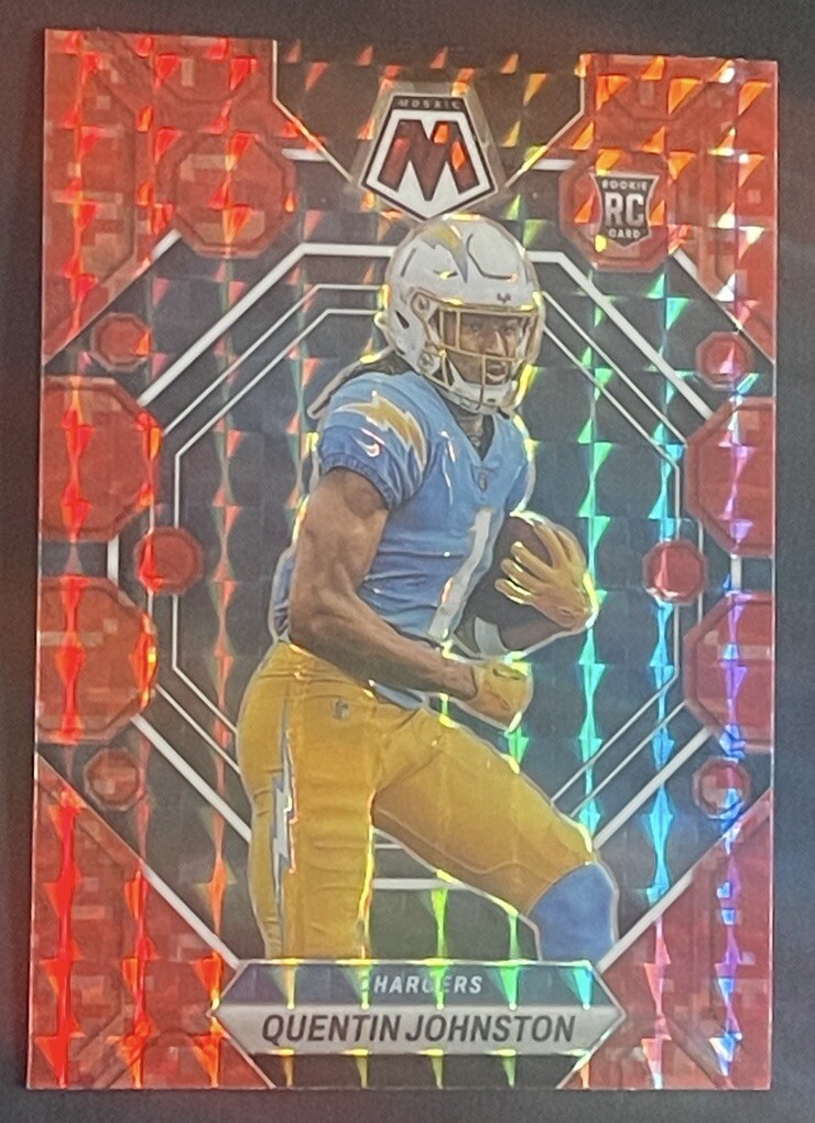 2023 Panini Mosaic Quentin Johnston Rookie Red Mosaic Prizm RC #356 Chargers
