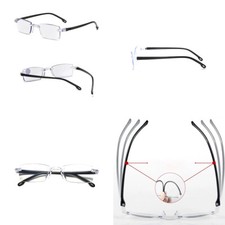 US 5 Pc Rectangular Rimless Blue Light Blocking Reading Glasses Unisex Reader