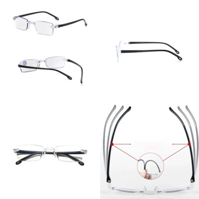 US 5 Pc Rectangular Rimless Blue Light Blocking Reading Glasses Unisex Reader
