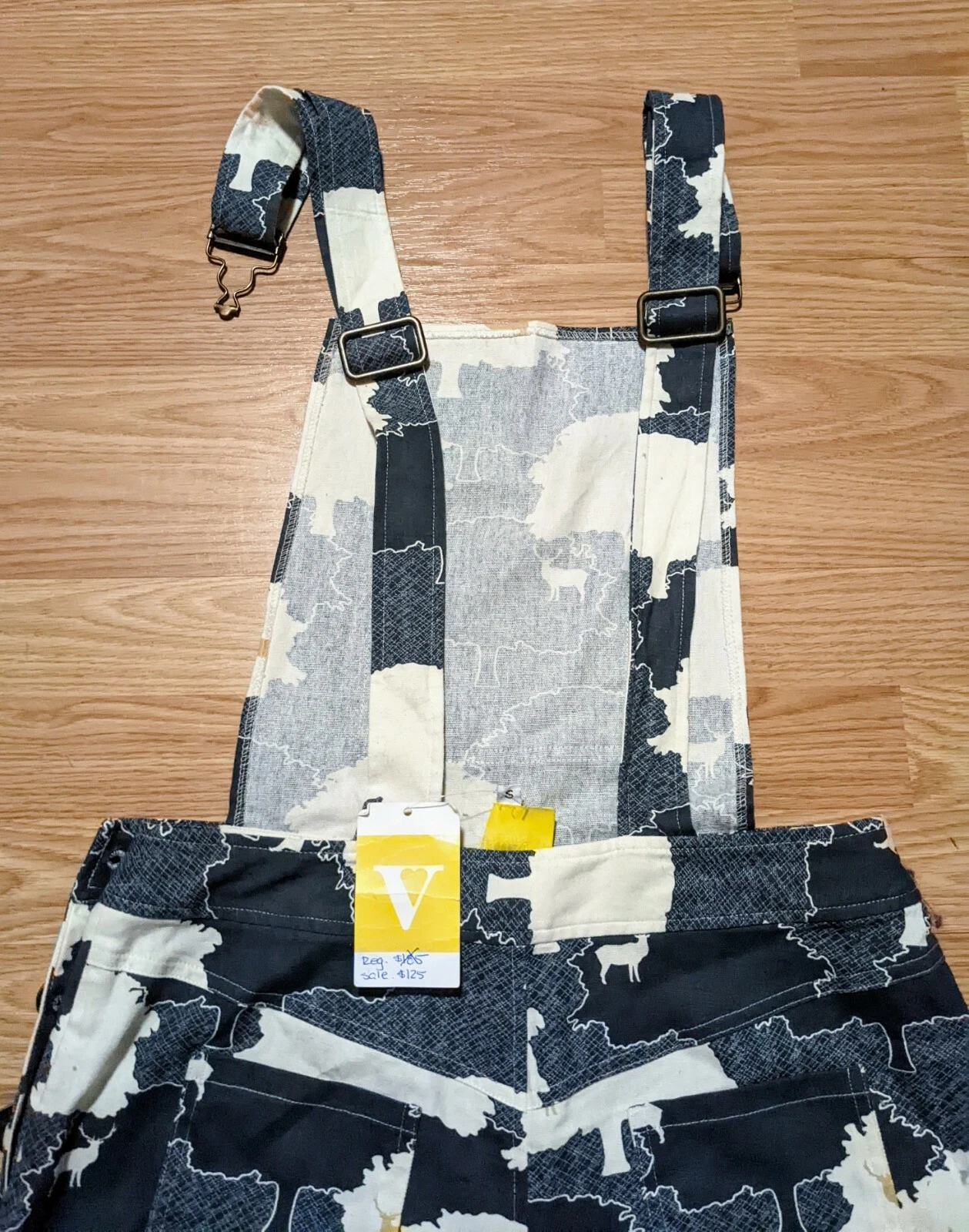 Vaute Overalls Romper S Rare Deer Print Cotton Canvas Summer Whimsical - product detail image 5