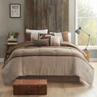 BEAUTIFUL COZY ULTRA SOFT BROWN TAUPE TAN BEIGE STRIPE CABIN LODGE COMFORTER SET