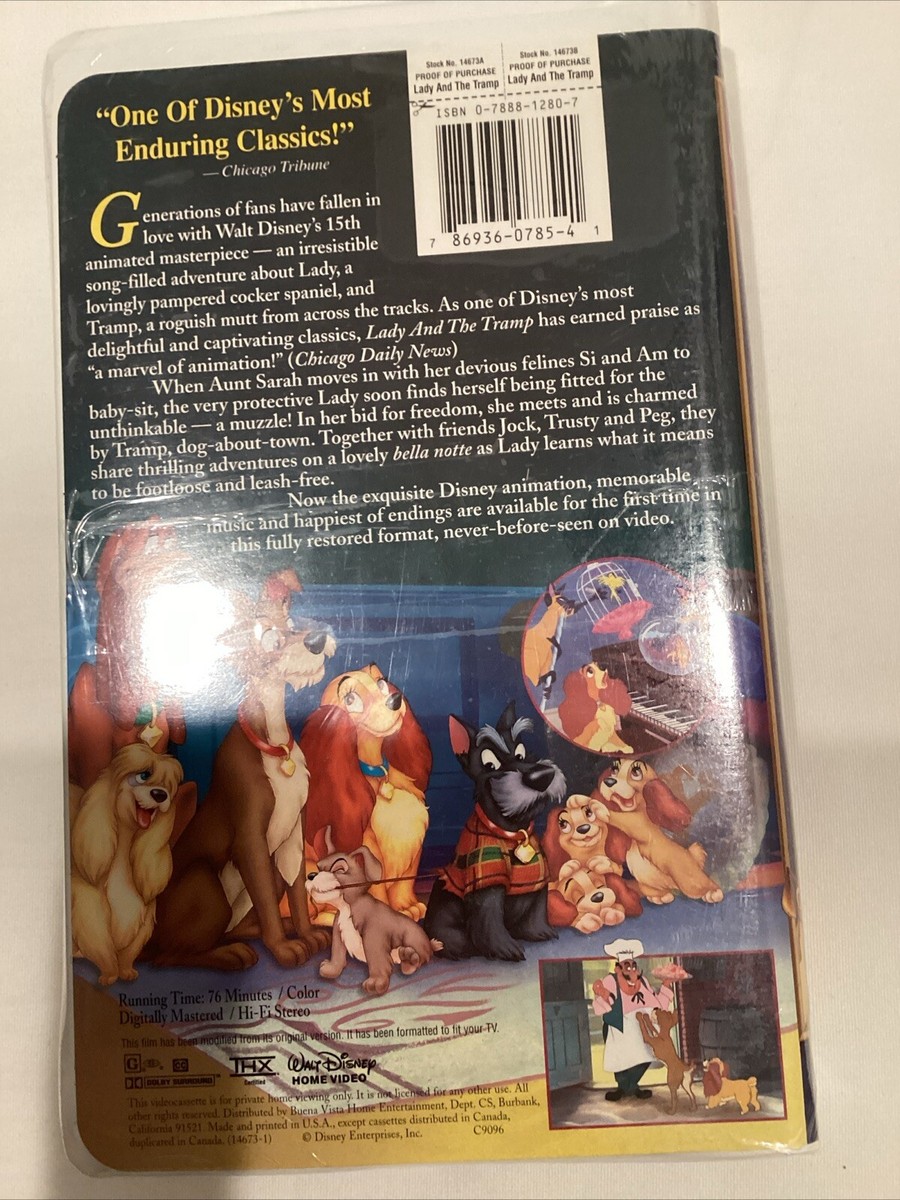Disney’s “Lady and the Tramp” VHS Clamshell 1955 BRAND NEW SEALED