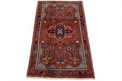 Hamedan Rug 2 10  x 4 6  Red Wool Vintage Tribal Hand-Knotted Oriental Carpet