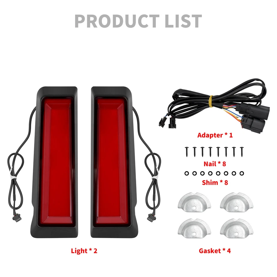 Black Saddlebag Inserts COB LED Light w/ Red Lens Fits For Harley Touring 14-23 - Image 2 of 4