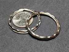  2 Silver 1.5 Inch 37mm Hammered Style Split Ring Key Rings Key Holders
