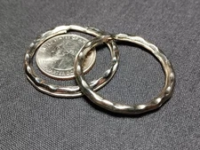 (2) Silver 1.5 Inch(37mm) Hammered Style Split Ring Key Rings Key Holders