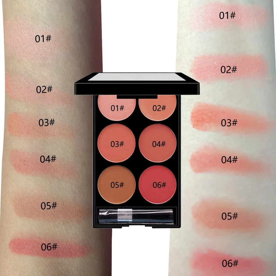 Blush Palette 6 Farben Rouge Make-up Set V-Face Beauty Looks mit Pinsel - Bild 3 von 3