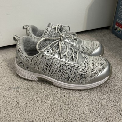 Orthofeet BioFit Womens 7.5 2E X-Wide 982 Sandy Gray Silver Shoes