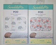 LOT x2 Newborn Swaddle Me POD Zip Up Compression Swaddle 0-2 Month Size Stage 1