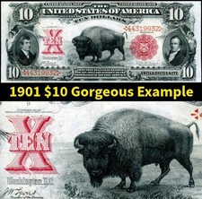 HGR SUNDAY 1901 $10 BISON ((RARER Lyons/Roberts - STUNNING)) VERY HIGH GRADE