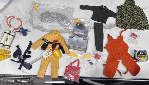 Vintage GI Joe Adventure Team Clothing Lot Smoke Jumper Scuba High Voltage Etc.