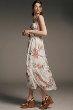 NWT Anthropologie The Somerset Strapless Chiffon Midi Dress Floral Size S