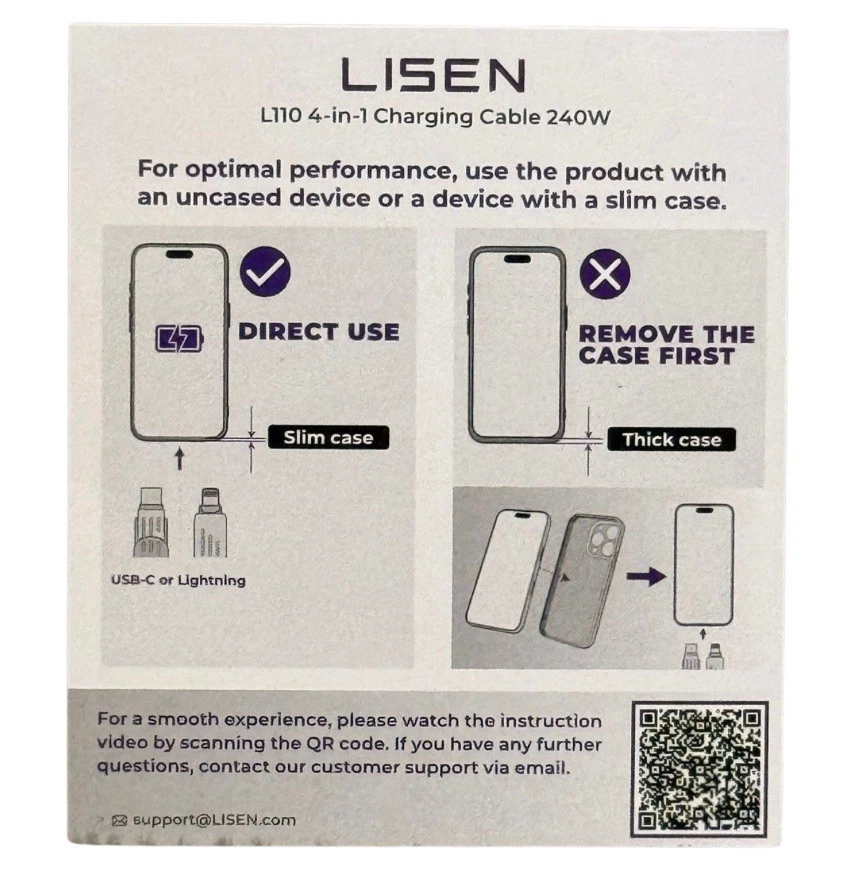 Lisen 240w Chubby Cable, 4 In 1. USB - C fast Charging Cable. 6.6ft. Brand New. - Image 4 of 4
