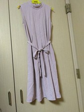 UNIQLO Sleeveless Dress M Lavender Polyester Ribbon Waist New