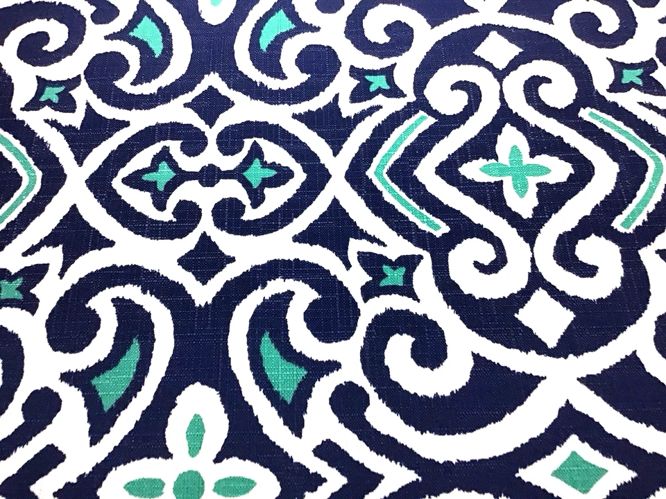  Ткань для обивки улицы ацтекская с геометрическим узором, синий и зеленый узор в ярдах - Изображение 4 из 4