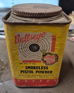 Vintage Hercules Bullseye Smokeless Pistol & Revolver Powder Tin w/Lid EMPTY